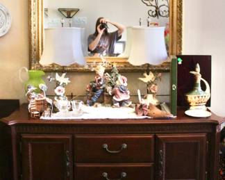 Vintage wood carved buffet with two drawers and two cabinets