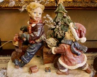 Children playing decorative Christmas decor