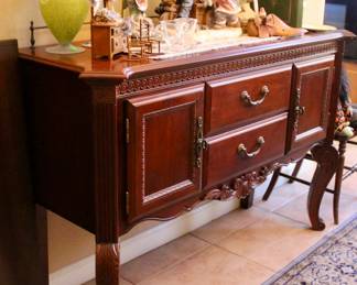 Vintage wood carved buffet with two drawers and two cabinets