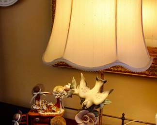 Bird and flower lamp sculpture (set of 2)