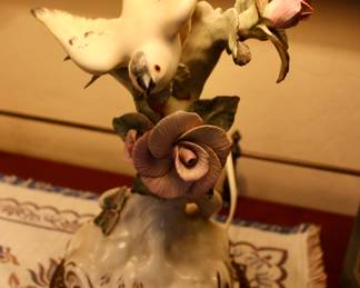 Bird and flower lamp sculpture (set of 2)