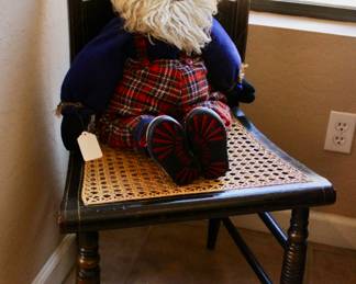 Vintage Lumberjack doll and wood chair 