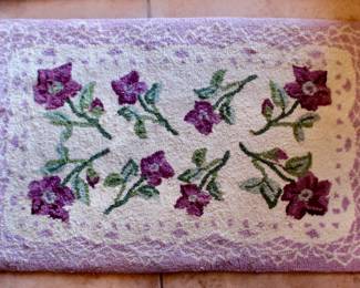 Purple floral rug mat 