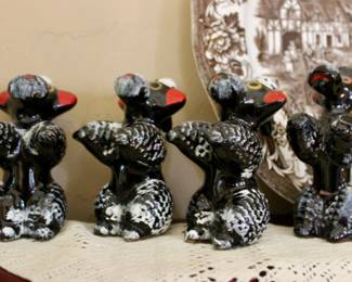 Vintage 1950's ceramic painted poodles 
