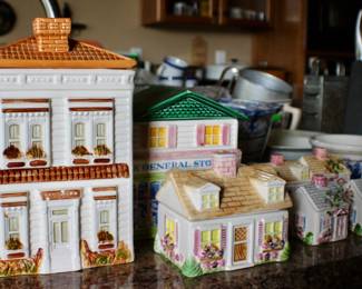 Collectible ceramic village town homes 
