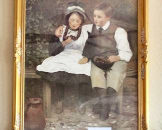 Vintage boy and girl art