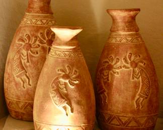 Kokopelli vases decor pieces