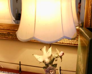 Bird and flower lamp sculpture (set of 2)