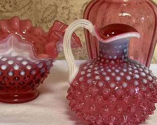 Vintage Fenton Hobnail Cranberry Glass