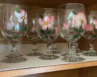 9 Franciscan Desert Rose Stemmed Goblets