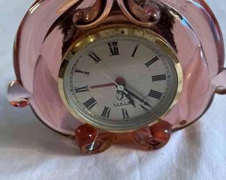 Vintage Fenton Cranberry Glass Clock