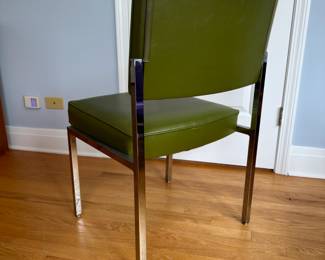 Vintage MCM Chrome and Olive Green Vinyl GoodForm Chair by The General Fireproofing Co.
