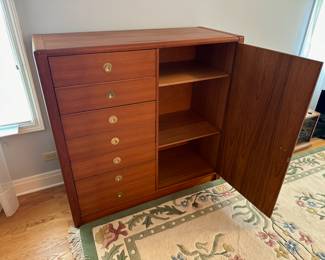 BUY IT NOW: $650 Vintage Mid-Century Modern Teak 'Captain' Armoire Dresser by D-Scan. Dimensions: 47.5"H x 49"W x 20"D.