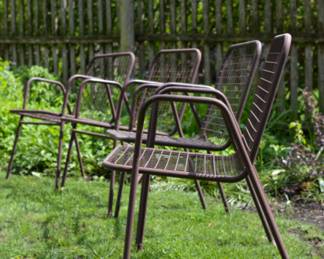 Set of 4 Vintage Mid-Century Modern Brown "Rio" Patio Chairs by EMU