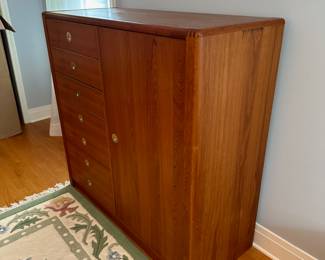 BUY IT NOW: $650 Vintage Mid-Century Modern Teak 'Captain' Armoire Dresser by D-Scan. Dimensions: 47.5"H x 49"W x 20"D.