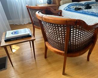 Vintage French Regency Rattan and Faux Bamboo Club Chairs by Giorgetti 