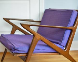 BUY IT NOW: $1900 Iconic Vintage Mid-Century Modern Walnut 'Z' Lounge Chair Designed by Poul Jensen for Selig. Dimensions: 29"H x 30"W x 33"D.