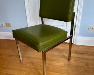 Vintage MCM Chrome and Olive Green Vinyl GoodForm Chair by The General Fireproofing Co.