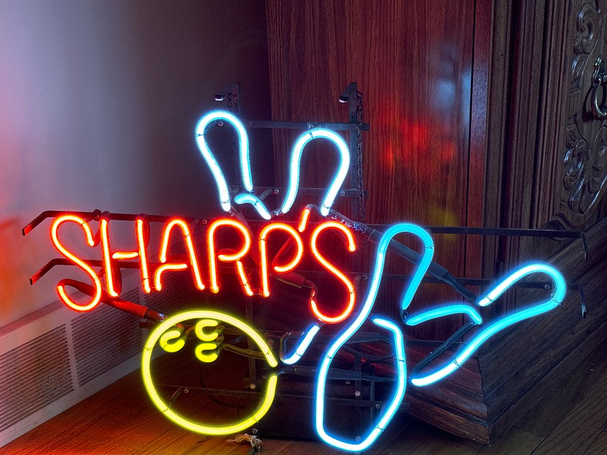  Vintage Sharps  hanging  neon bowling sign
29 x 3 x 21