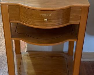 Vintage Philco radio company oak table