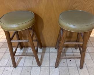 Vintage 24 x 12 Avocado Vinyl stools