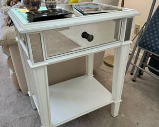 Pier One White Mirrored Side Table
