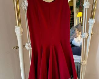  Red Tea Party Dress with Floral and Lace Hem