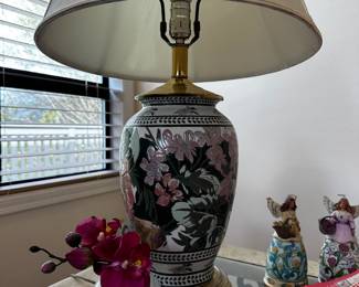 Brass & Ceramic Floral Table Lamp
