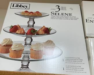 Libbey three-tier glass platter.