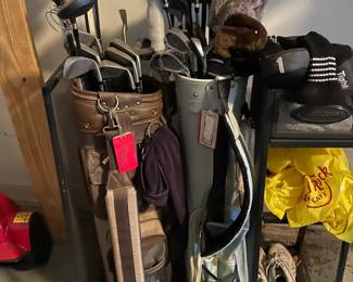 Golf clubs, bags and accessories.