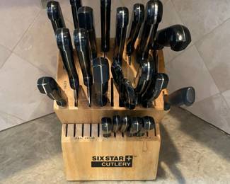 Ronco Six Star Cutler knife set with block.