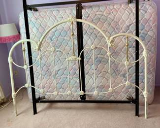  Vintage Ivory Metal Headboard