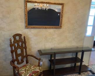 Sofa Table, Mirror, Vintage Chair

