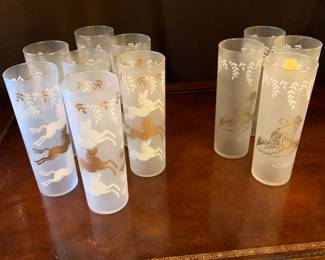 Vintage Libby Tom Collins glasses - Nymph, Cavalcade Horse