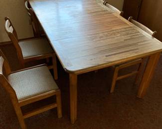 Dinette Table -butcher block with 6 chairs 78x42