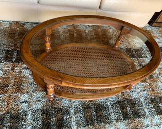 coffee table glass and cane 42x28