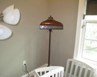 Stained glass floor lamp with matching table lamp