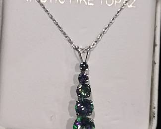 10 karat Mystic Fire Topaz. necklace and pendant.