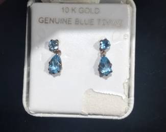 10K Genuine blue topaz earrings.