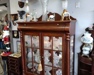 American generations China Cabinet Filled with crystal and other