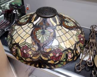 Large hanging stained glass lampshade.