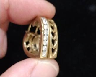 14K Gold Heart shaped with diamond earrings