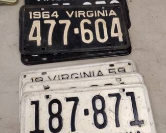 1950s and 60s license. plate collection. mostly Virginia and North Carolina