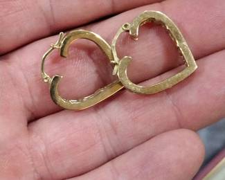 14K Gold Heart shaped with diamond earrings.