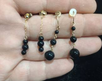 14 karat gold & Black Onyx. earrings.