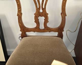 Four Marquetry Inlaid Dutch Elm Chairs c. 1800's, $300 each