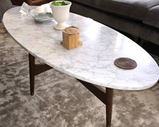 West Elm Marble Coffee Table, 58" long, $480