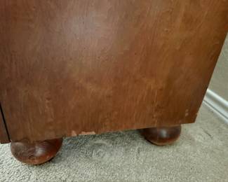 $125.00; Media Console, nice rustic design with 4 deep drawers for great storage (small chipped area on side at base)