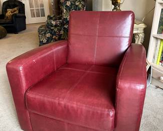 $95.00-Red Leather Club Armchair - Office Star Brand - 31x32x33