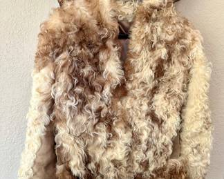 $165.00-Vintage Curly Lamb Fur Jacket - Size Small